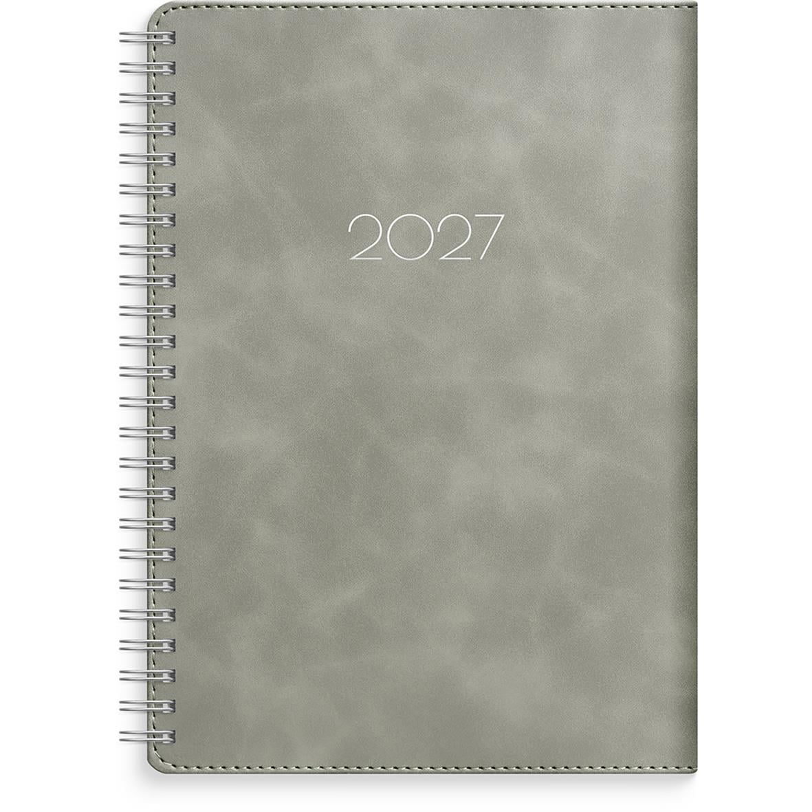 Brun almanacka för 2026 med spiralbindning och enkel design