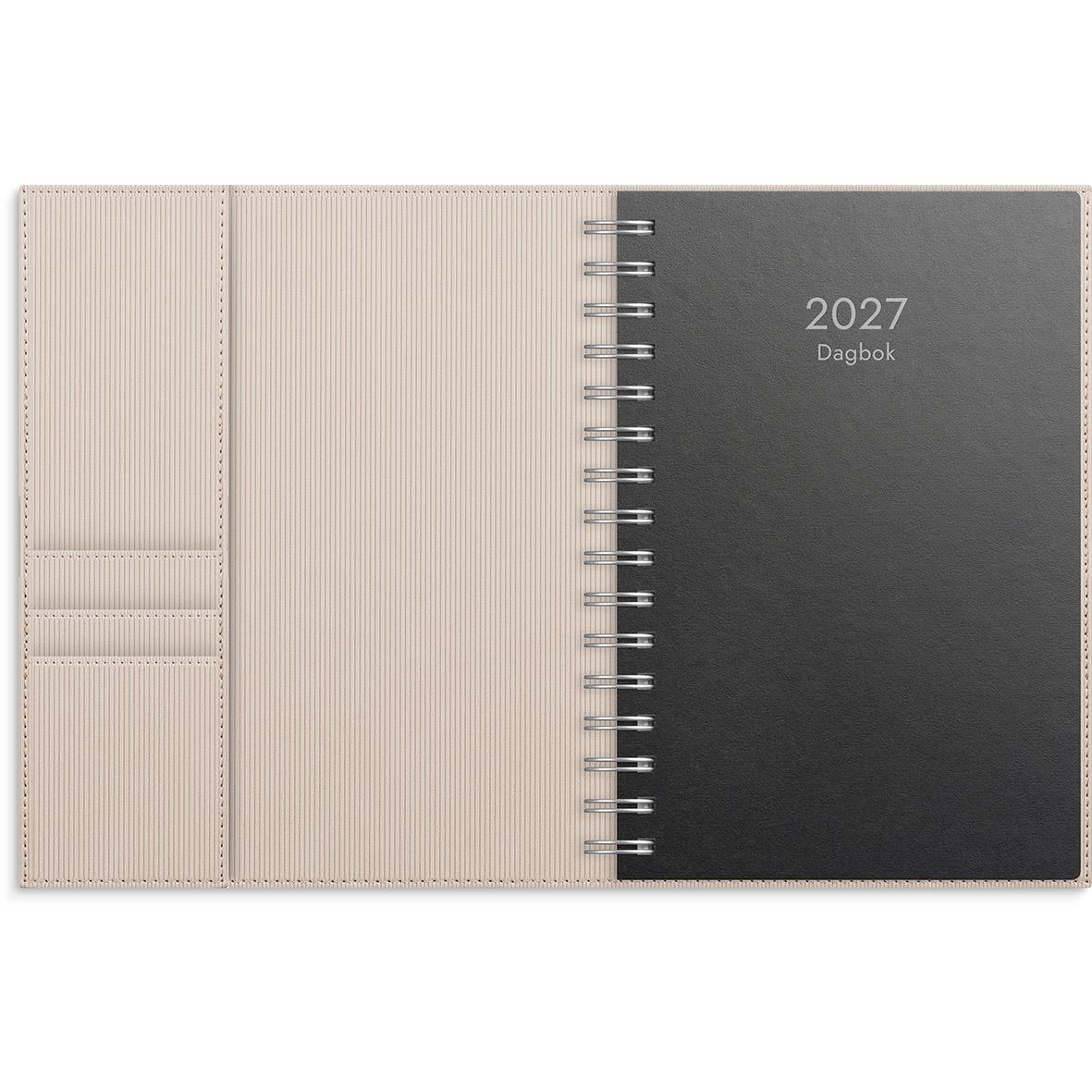 Beige konstläders Almanacka Burde 5721 dagbok för 2026 med veckoplanering och plats för anteckningar