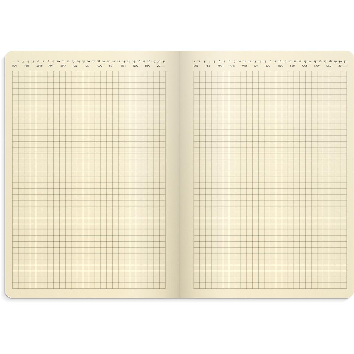 Stor veckokalender i A5-format med rutat blad för 2026, deluxe design