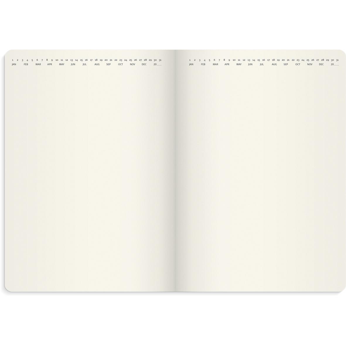 Stor veckokalender i A5-format med rutat blad för 2026, deluxe design