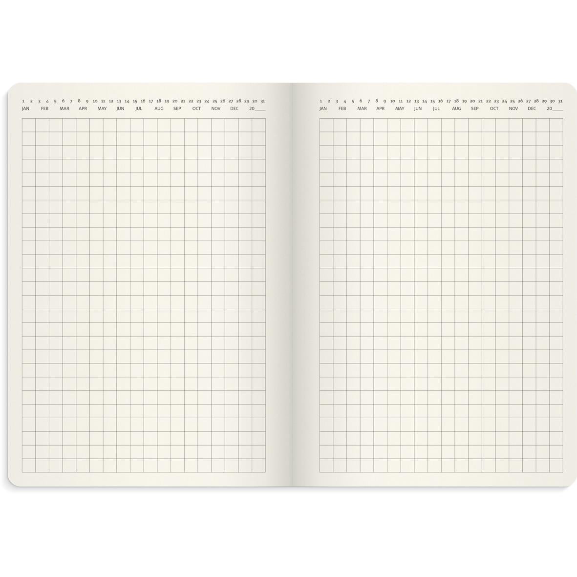 Liten veckokalender i A6-format med rutat blad för 2026, del av Almanacka Burde 5963 Forma Deluxe