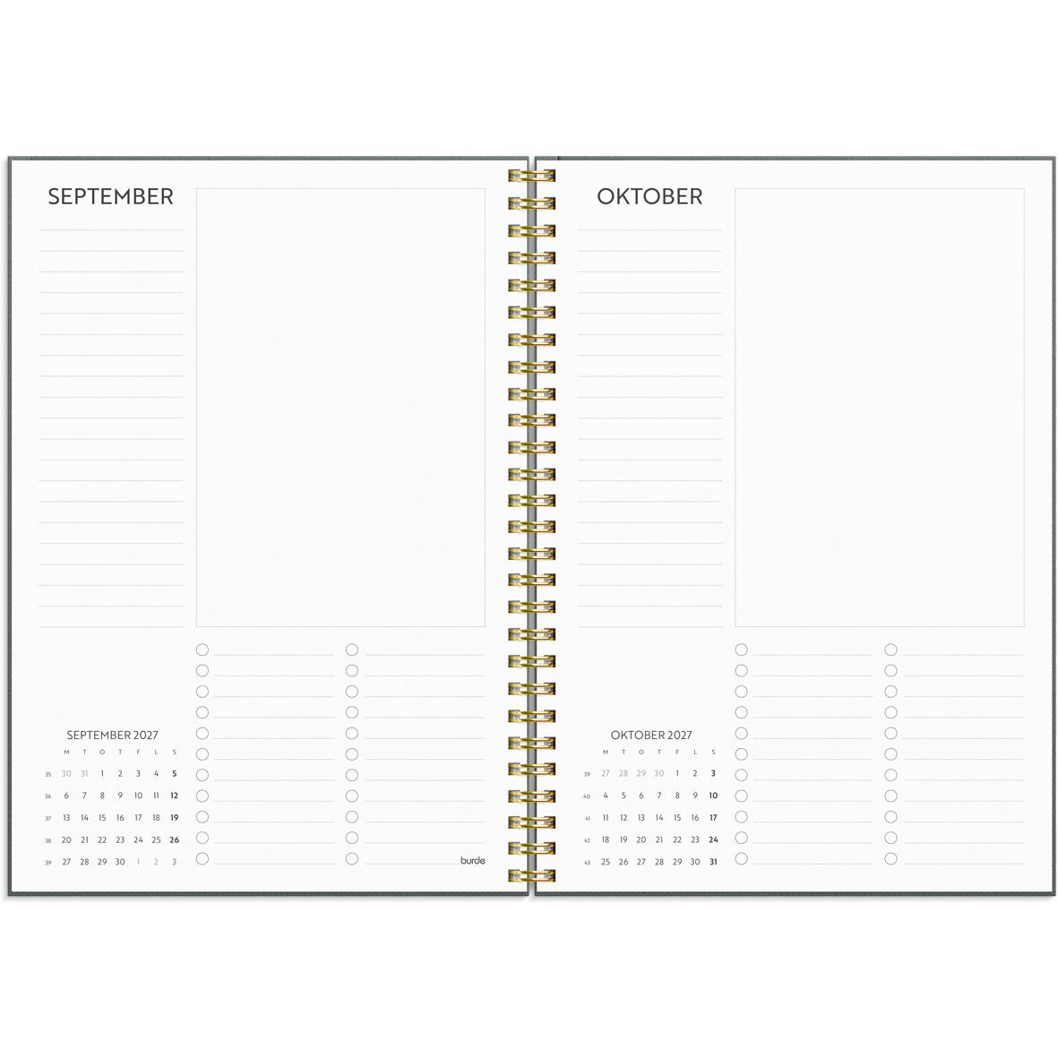 Årskalender för 2026 i A5-format med plats för anteckningar och planering