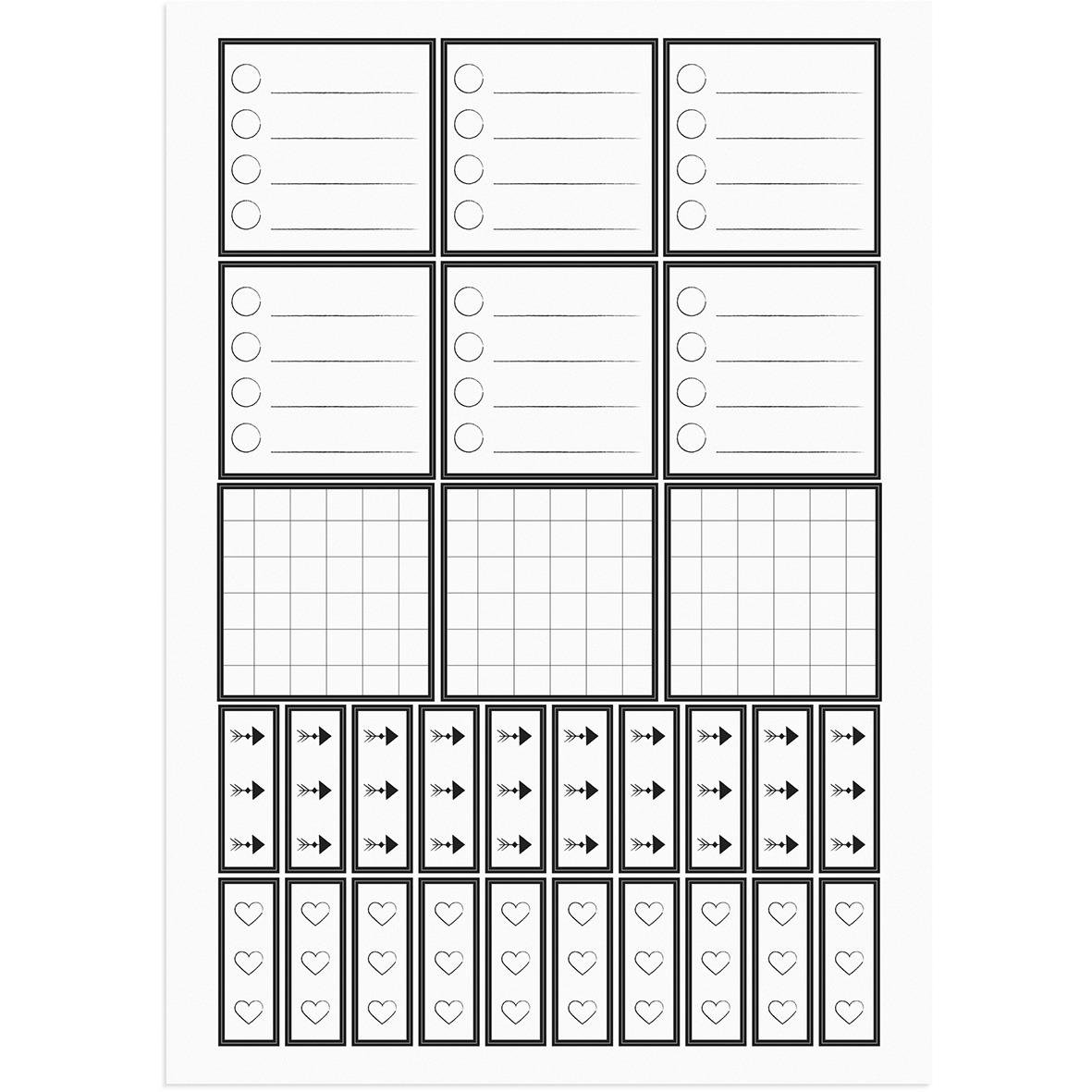Översikt av en planeringskalender för 2026 med olika sektioner för listor, scheman och anteckningar i B5-storlek