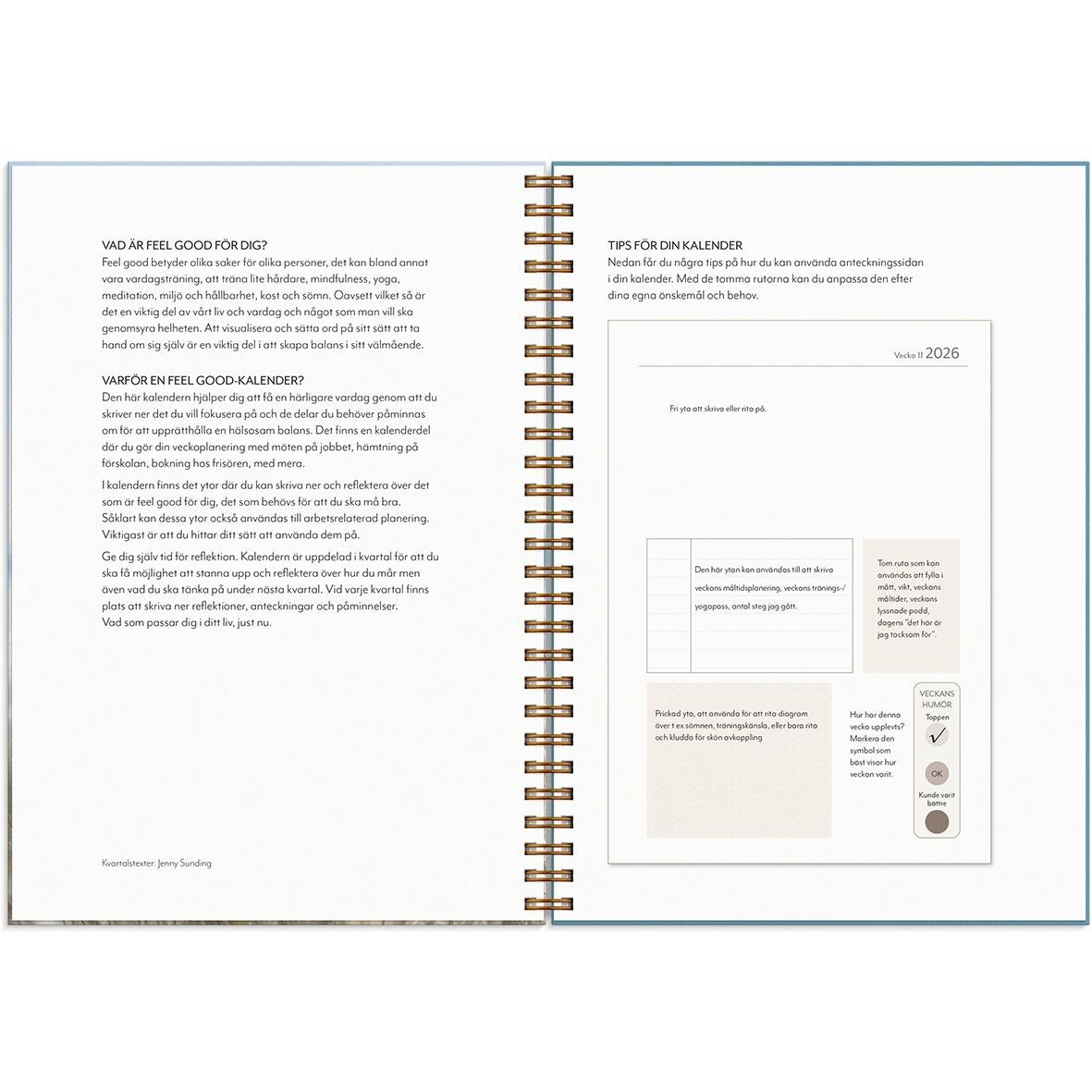 Öppen almanacka Burde 1293 Life Planner Feel Good 2026 i A5-format med spiralrygg