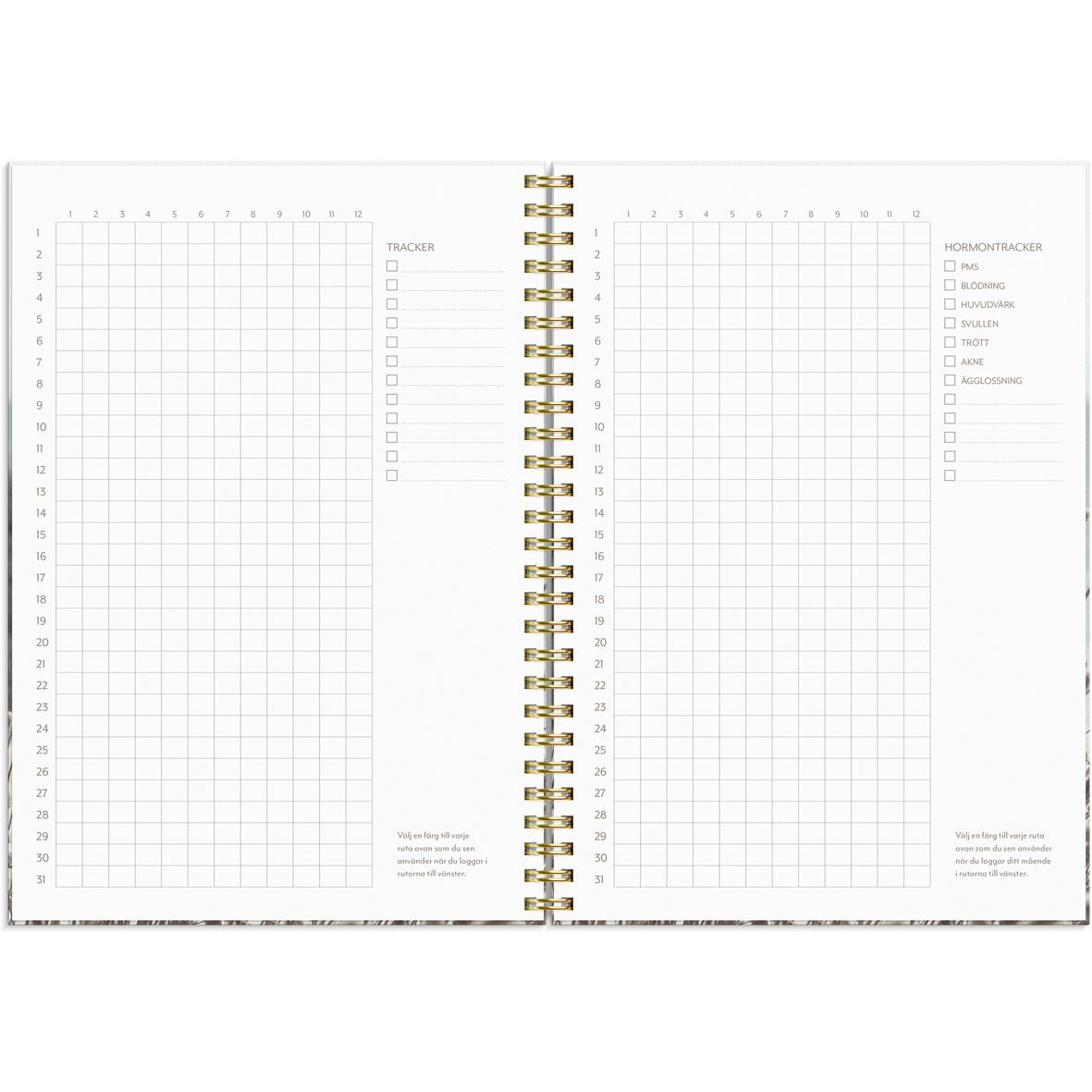 Öppnad almanacka Burde 1293 Life Planner Feel Good 2026 A5 med tomma linjerade sidor