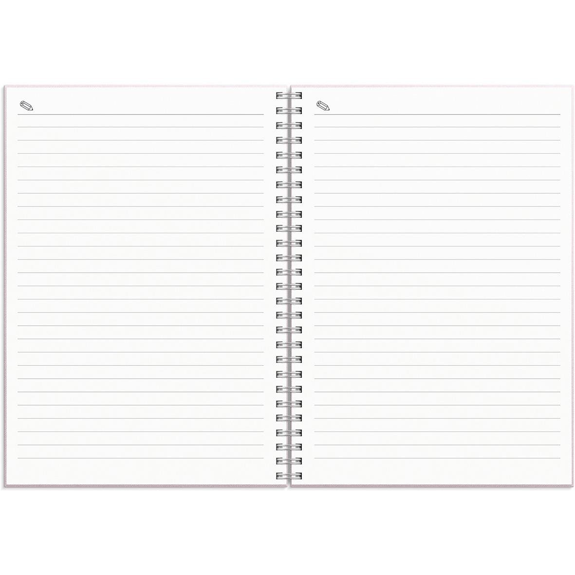 Rosa A5 almanacka med linjerade sidor och spiralbindning för 2025