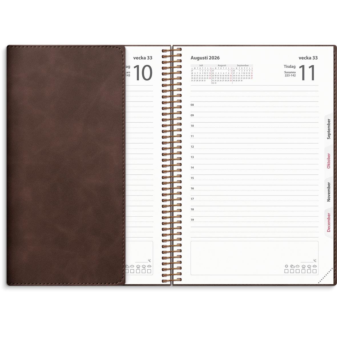 Brun Almanacka Burde 5578 Dagbok Twist 2026 med veckoplanering och plats för anteckningar