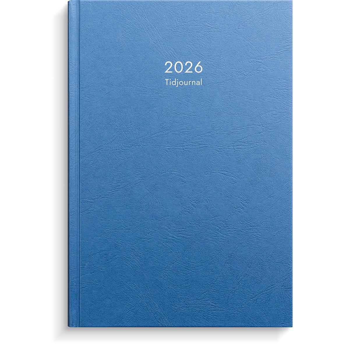 Blå Almanacka för 2026 med tidjournal och kartongomslag