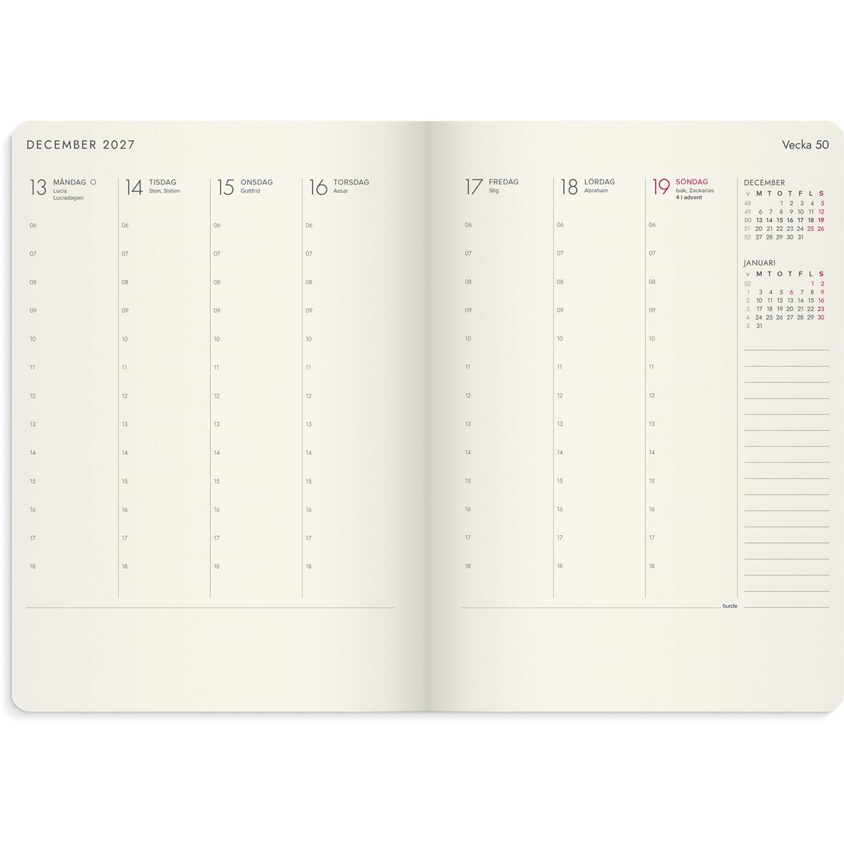 Årsplaner för 2026 i brun Almanacka Burde 5965 Agency Forma DeLuxe