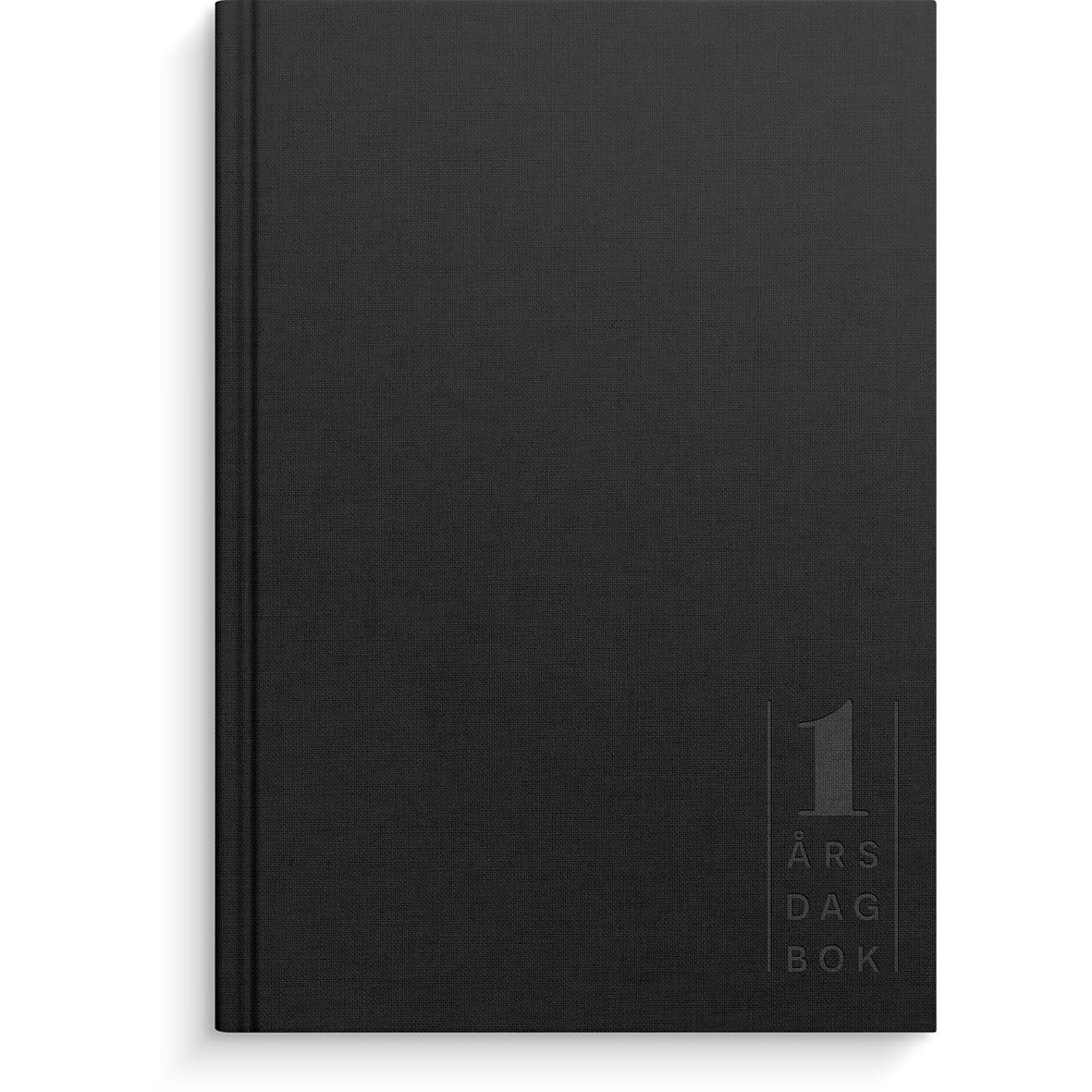 Svart 1-årsdagbok Almanacka Burde 1093 med linnetextil