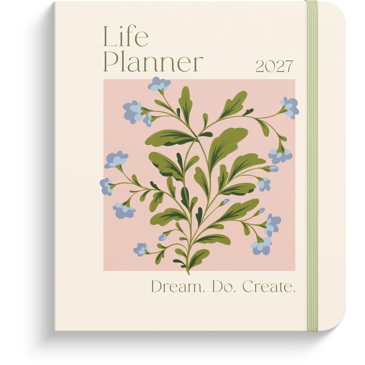 Årsplanerare för 2026 med blommig design och texten Dream. Do. Create.