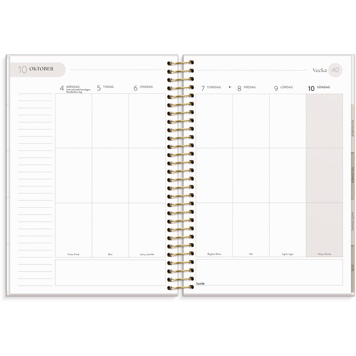 A5 almanacka Burde 1229 Life Organizer 2027 med veckoplanering och plats för anteckningar