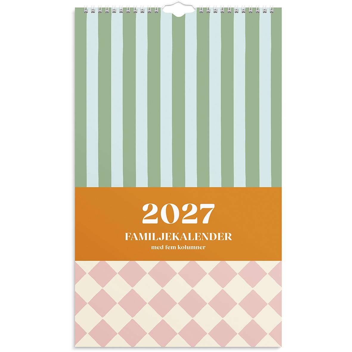 Familjekalender för 2027 med färgblockering och kolumnindelning, designad som en Almanacka Burde 1766