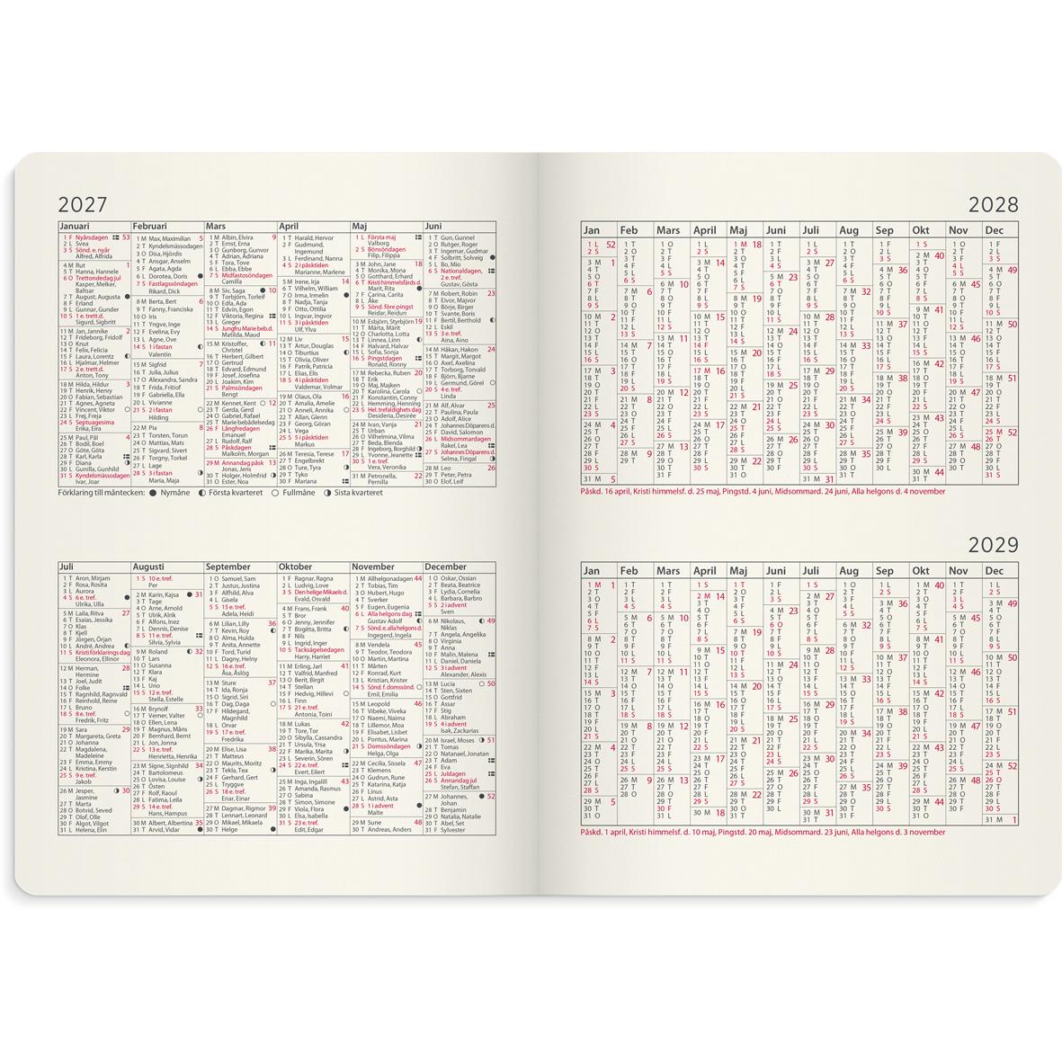 Grön Almanacka Burde 5968 Senator Forma Deluxe Mocka 2027-2029 öppnad