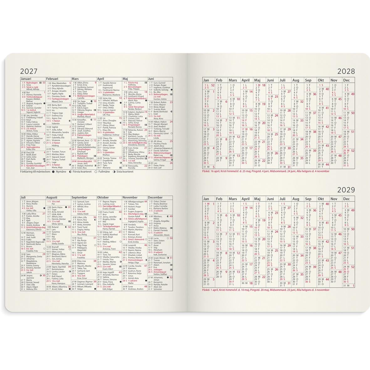 Grön Almanacka Burde 5968 Senator Forma Deluxe Mocka 2027-2029 öppnad