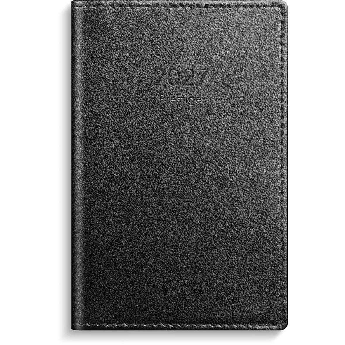 Svart läderinbunden Almanacka Burde 3341 Prestige för 2026