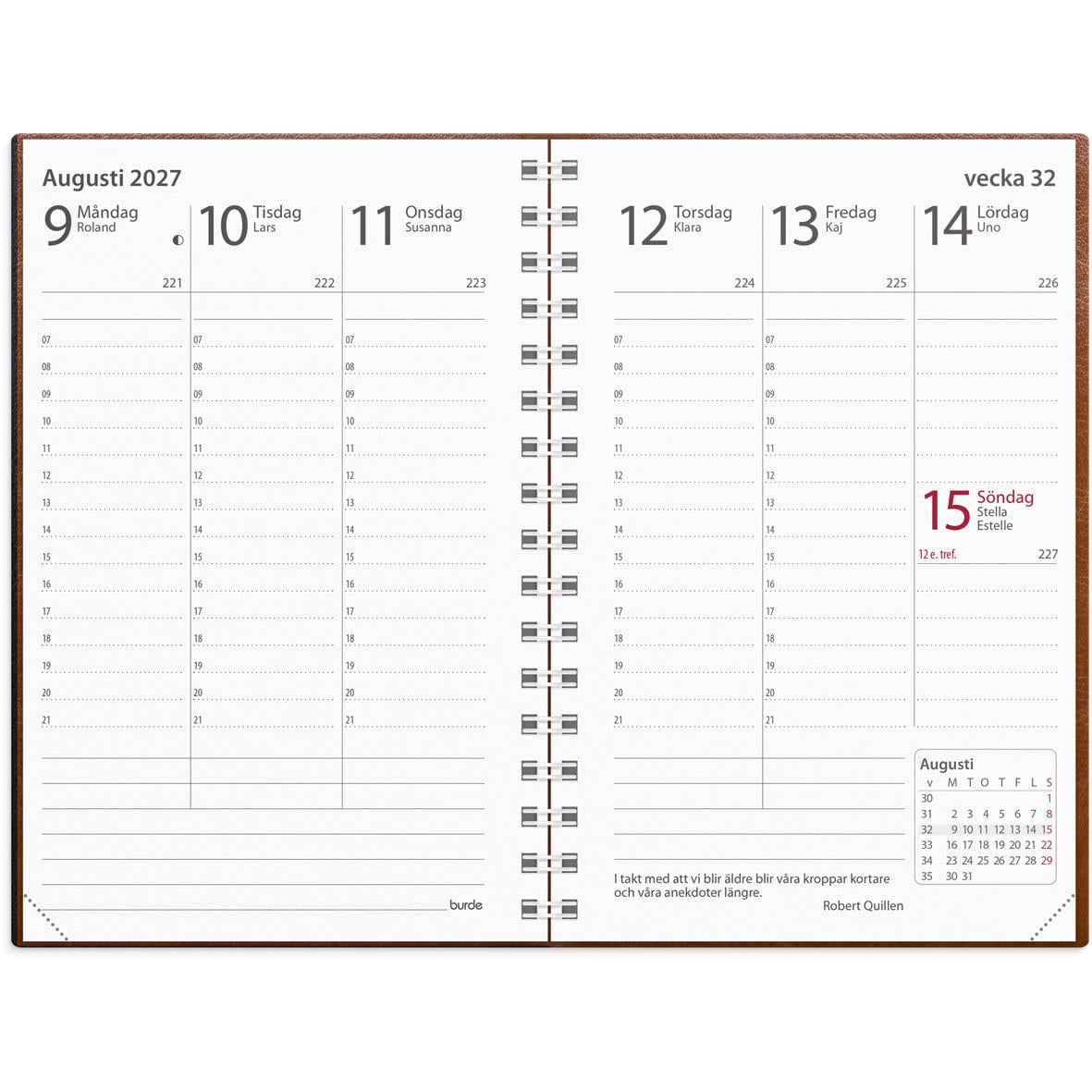 " för augusti 2027 med dagar och datum, inklusive helgdagar och små kalendrar för augusti"