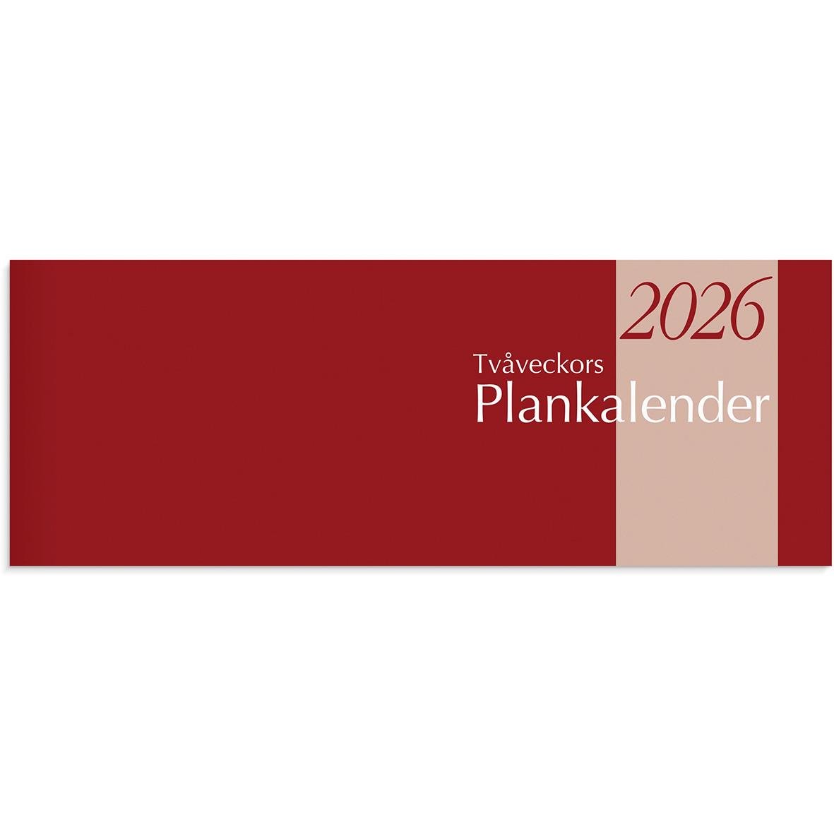 Tvåveckors plankanlaga för 2026 med tvåveckorsöversikt och kalender