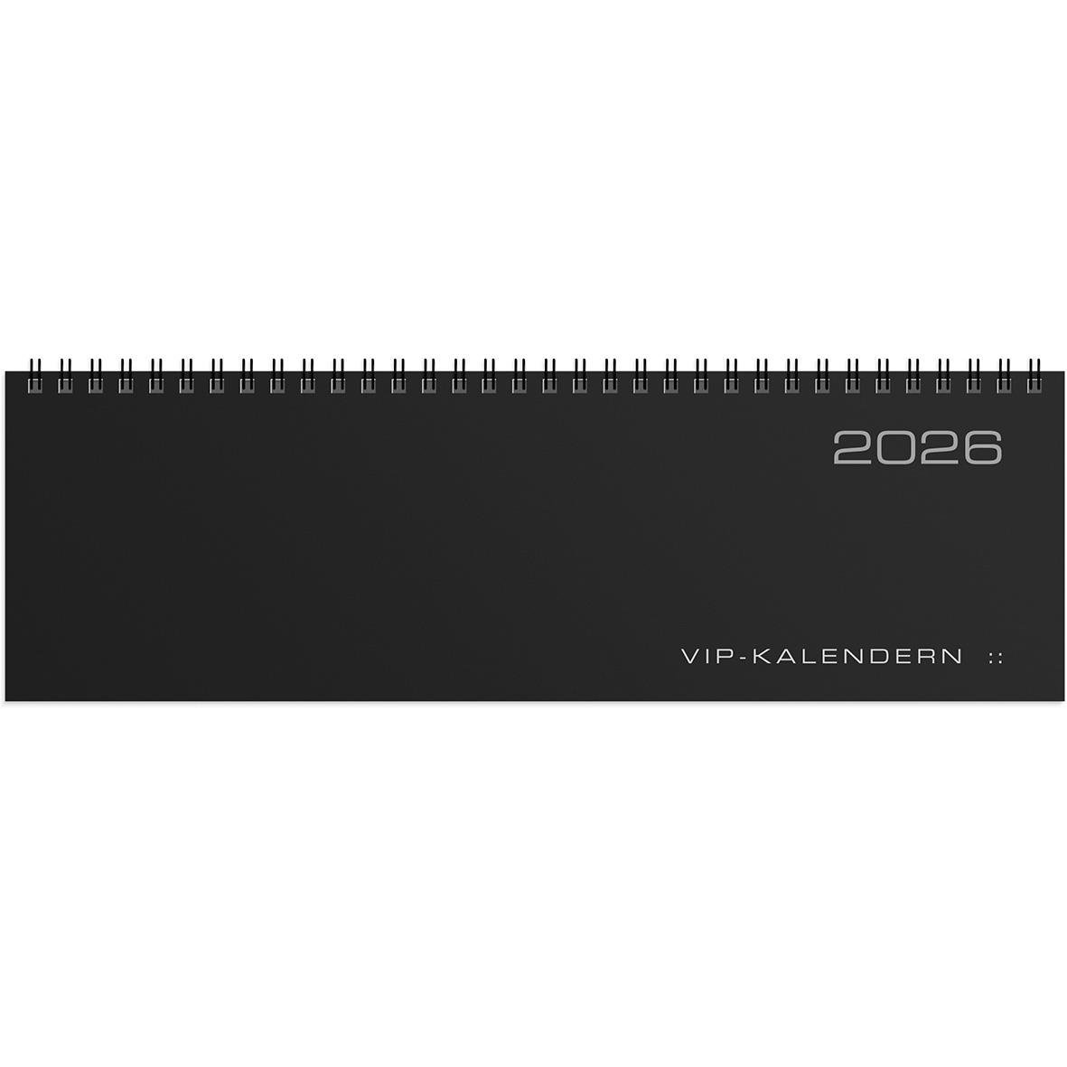 Svart VIP-kalender för 2026 med en linjal på framsidan