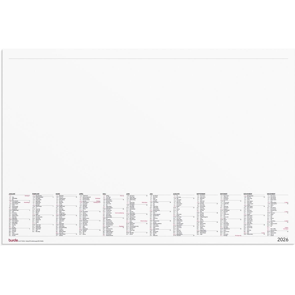 Elegant skrivunderlägg för Almanacka Burde 1540 för år 2026