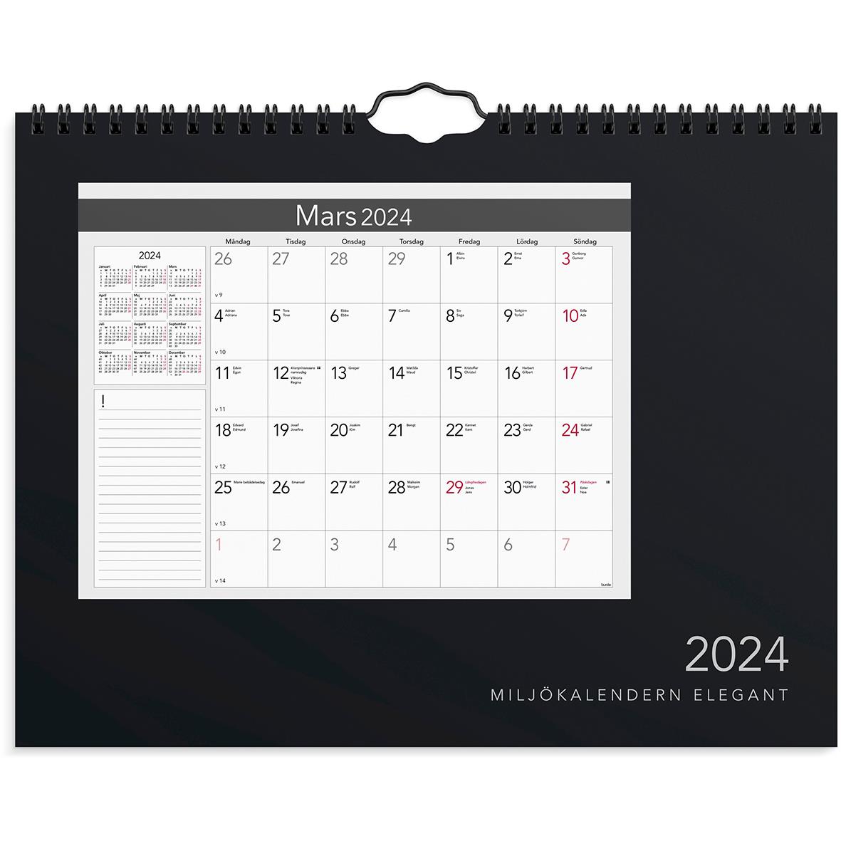 Väggkalender Burde 1708 Miljökalendern Elegant 2024 16030216_1