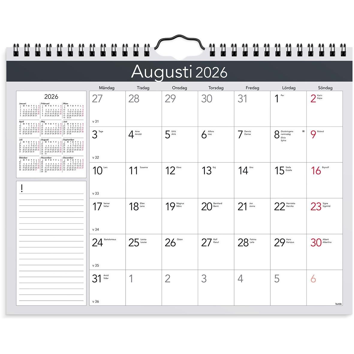 Väggkalender Burde 1708 Miljökalendern Elegant 2026 16030216_2