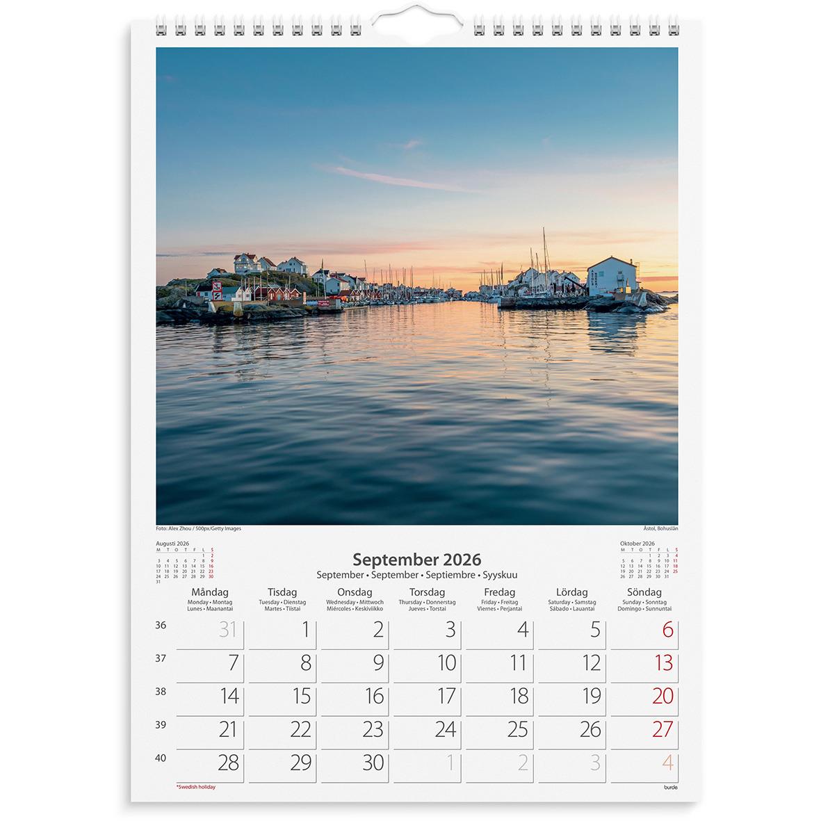 Väggkalender Burde 1725 Beautiful Sweden 2026 16030220_2