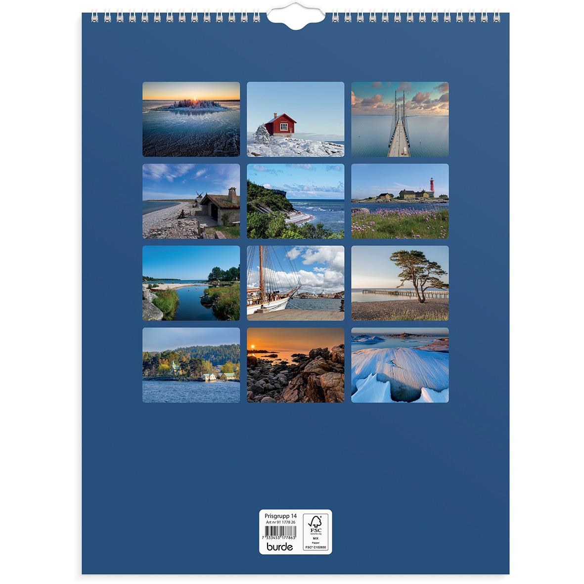 Väggkalender Burde 1778 Svenska kusten 2026 med bilder av svenska kusten och landskap