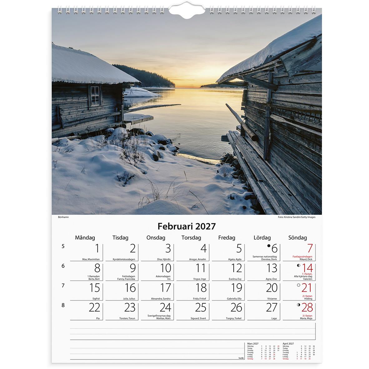 Väggkalender Burde 1778 Svenska kusten 2026 med bilder av svenska kusten och landskap