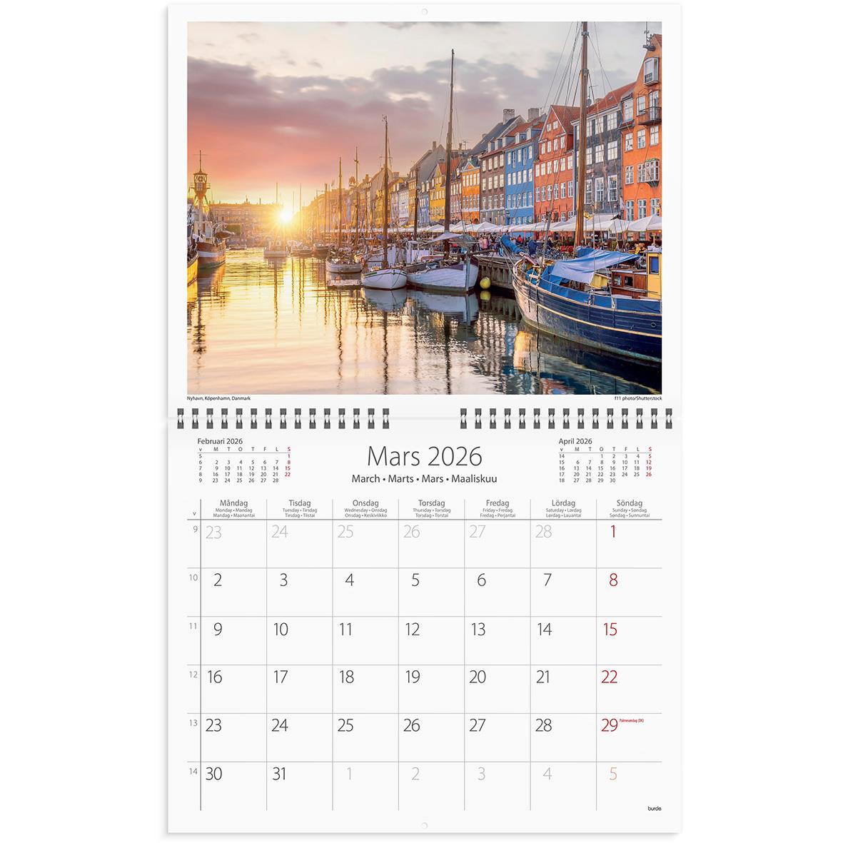 Väggkalender Burde 1727 Scandinavia 2026 16030225_2