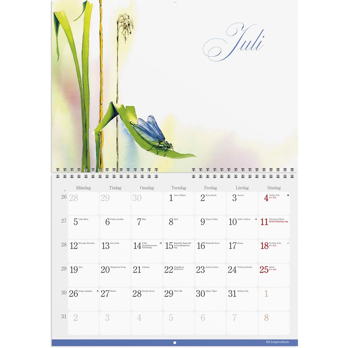 Väggkalender för september 2026 med illustration av en igelkott vid vatten