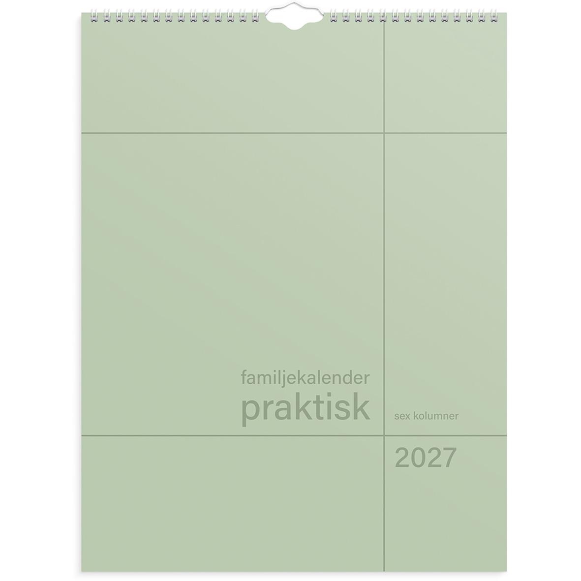 Väggkalender Burde 1759 Familjekalender Praktisk 2026 i ljusblått med uppdelade sektioner för varje månad