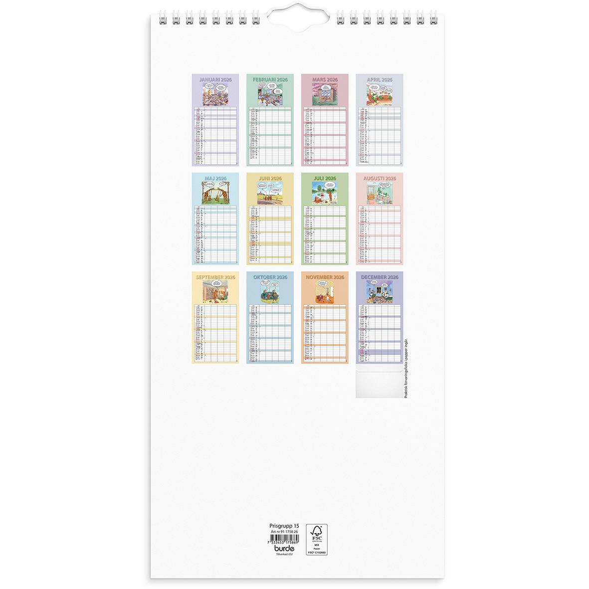 Väggkalender Burde 1758 Familjekalender Rolig 2026 16030244_4