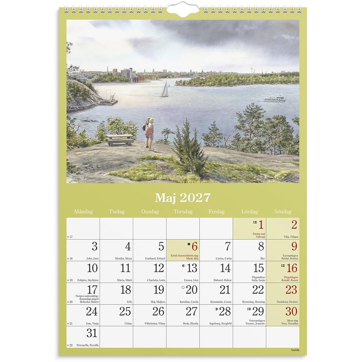 Väggkalender Burde 1733 Klassiska Sverige 2026 med bilder av svenska landskap och natur.