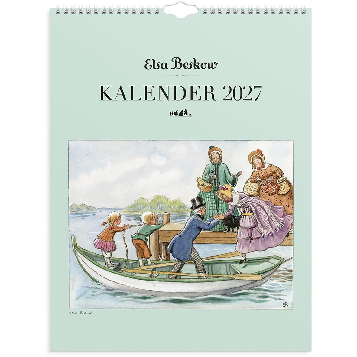 Väggkalender för 2026 med Elsa Beskows illustration av barn och får i naturen
