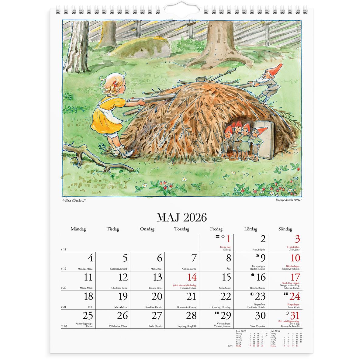 Väggkalender Burde 1748 Elsa Beskow 2026 16030265_2