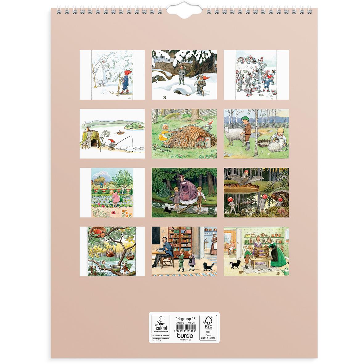 Väggkalender Burde 1748 Elsa Beskow 2026 16030265_3