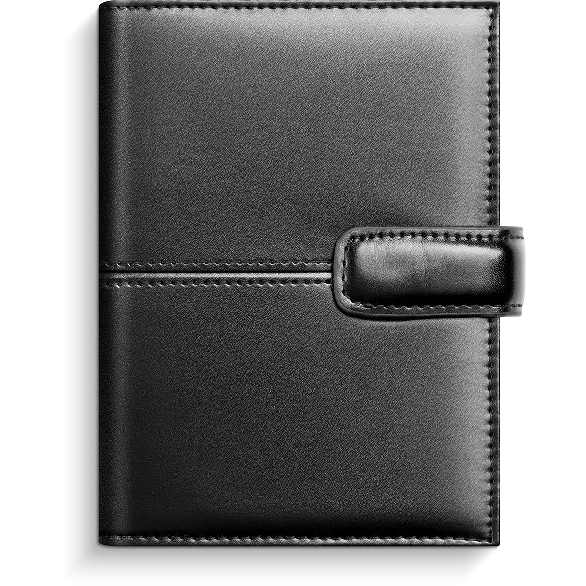 Svart mini systemkalender Burde 4111 i konstläder för 2025