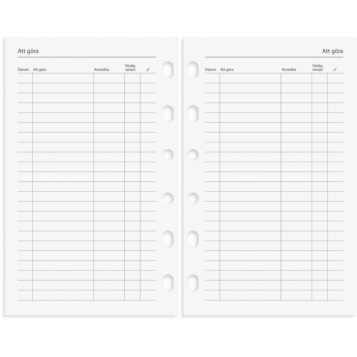 Systemkalender Burde 4211 Compact Konstläder 2026 Svart med tomma att göra-listor och datumrader