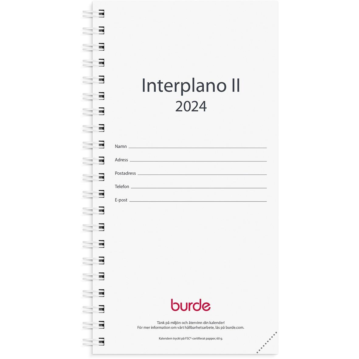 Almanacka Burde 4501 Planner 45 Kalendersats Interplano II 2