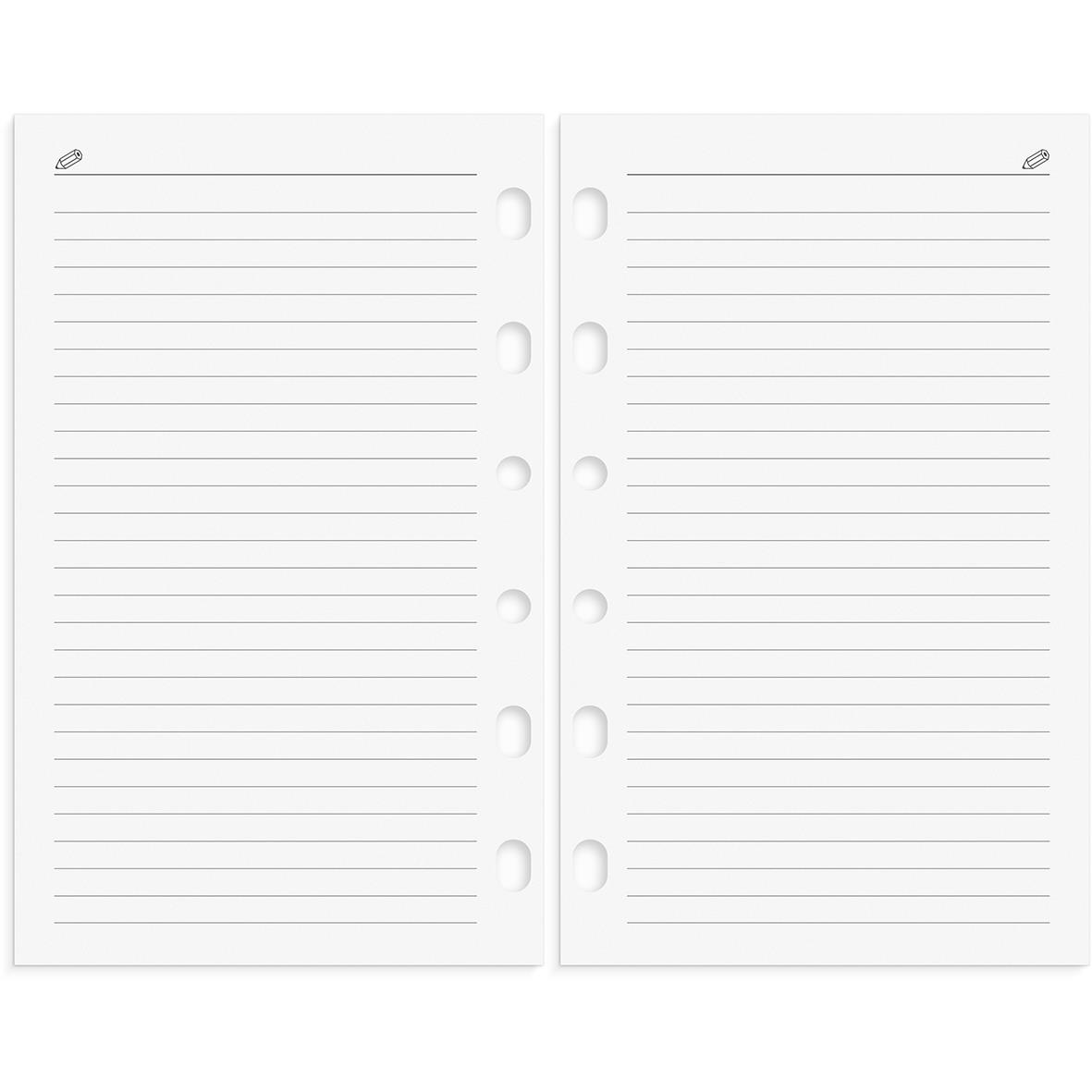 Öppen systemkalender med grönt konstläderomslag och linjerade sidor för 2024