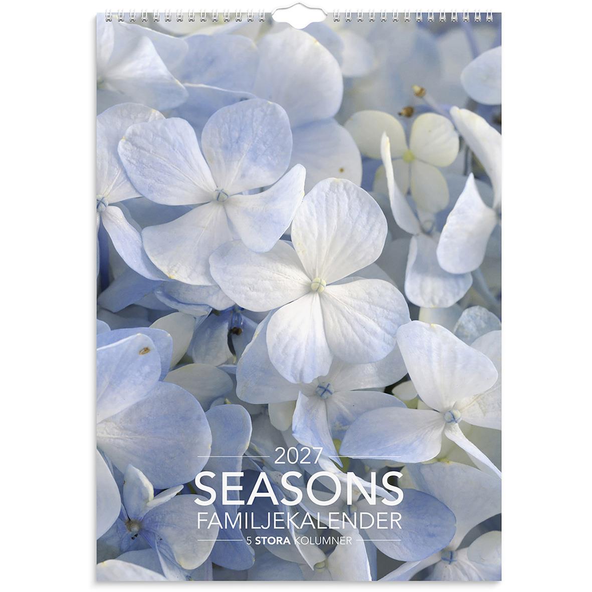 Väggkalender med blommor och fjäril för 2026, familjekalender med fem kolumner