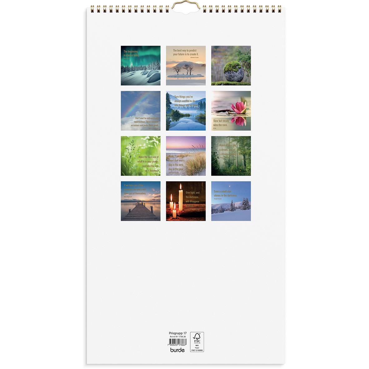 Väggkalender Burde 1736 Dream & Do 2026 med bilder av natur och landskap