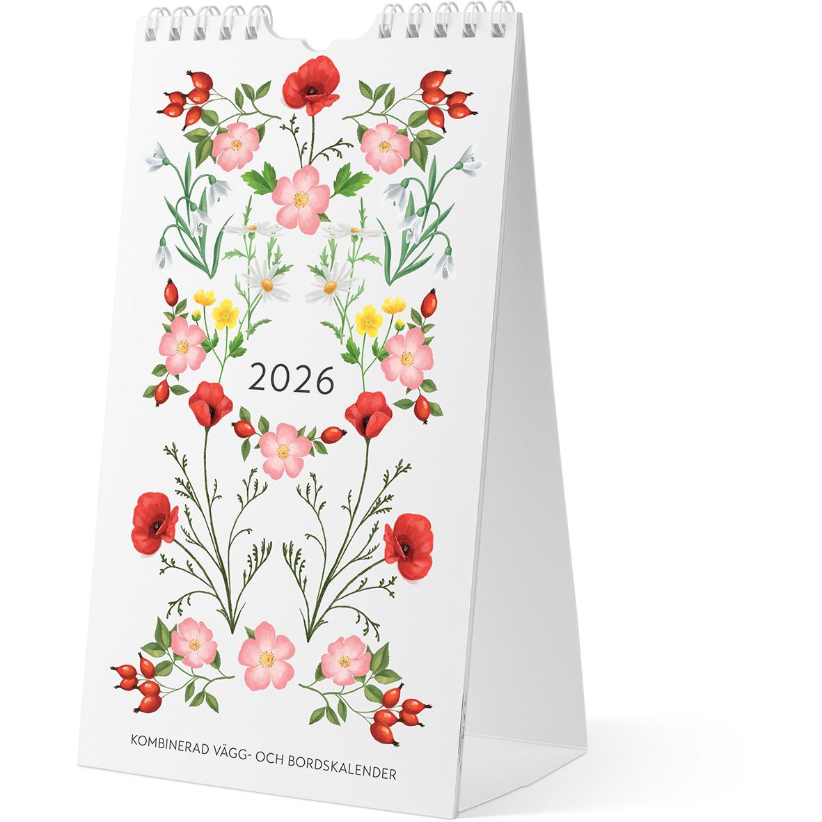 Väggkalender Burde 1783 Väggkalender Mini 2026 med blomsterdesign