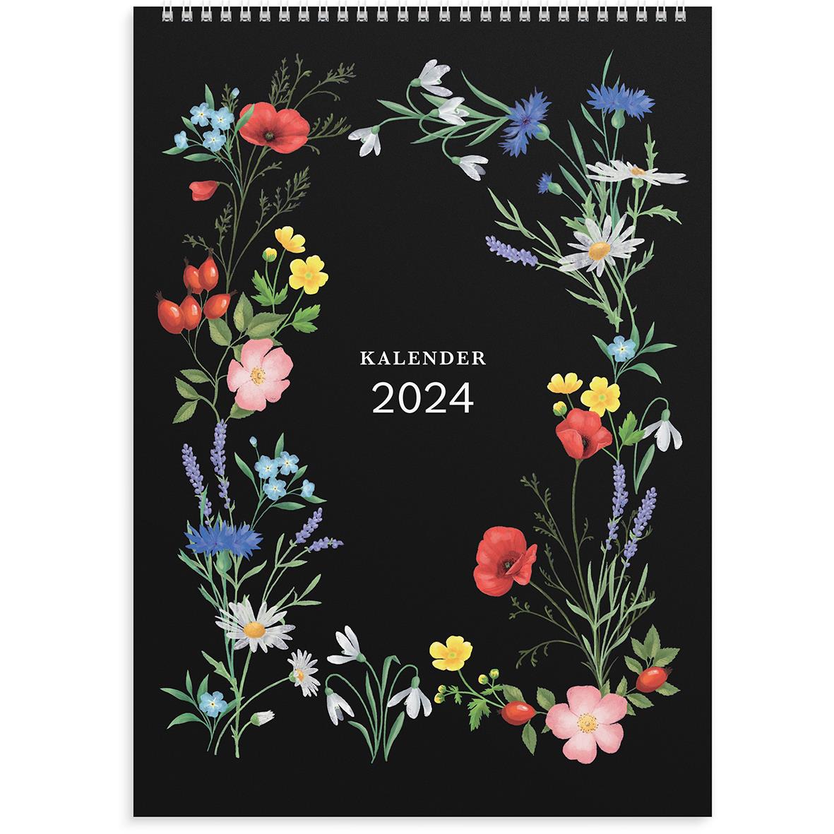 Väggkalender Burde 1799 Illustrerad Blomster 2024 A4