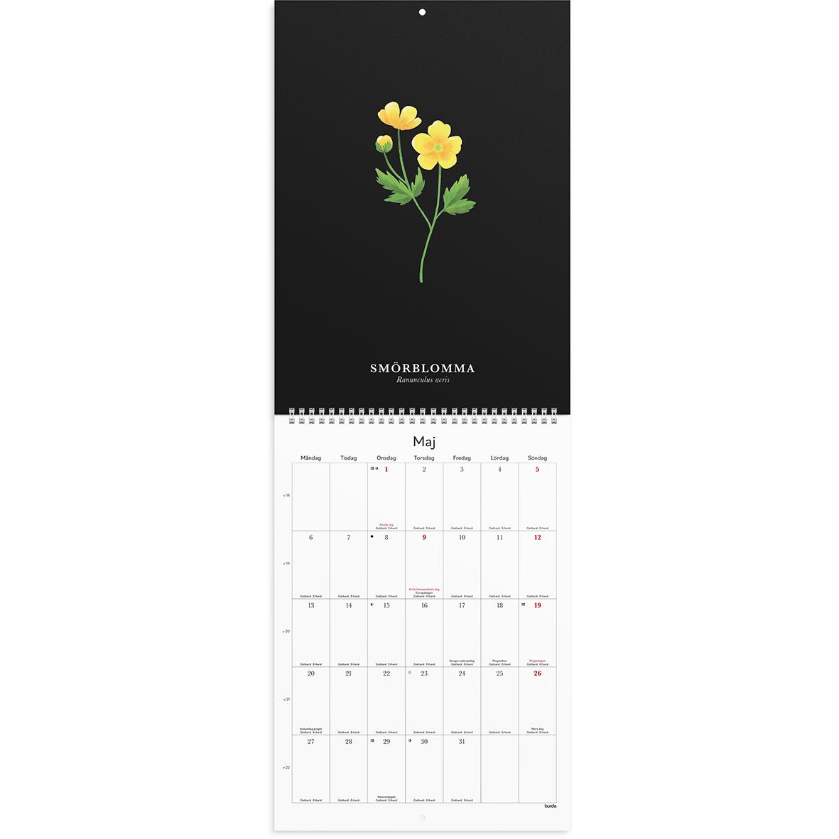 Väggkalender Burde 1799 Illustrerad Blomster 2024 A4 16118873_2