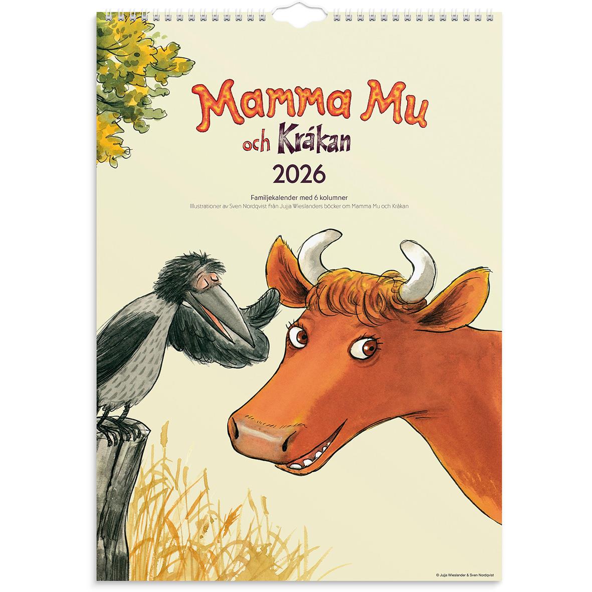 Väggkalender med Mamma Mu och Kråkan för 2026 i A3-format