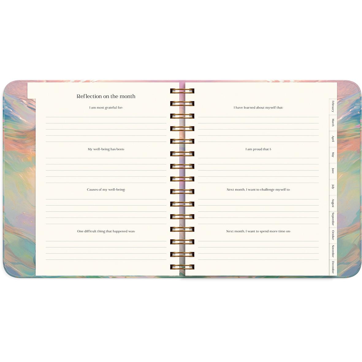 Väggkalender Burde 1212 Dream & Do Swirl 2026 med reflekterande månadsidor och spiralbindning