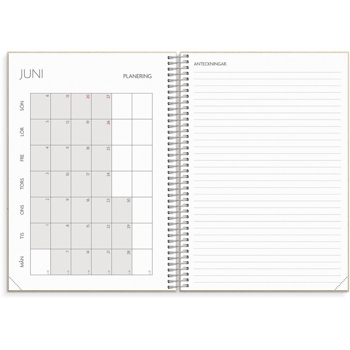 Lärarkalender för juli 2026 med veckonummer och datum i horisontell layout, A5-storlek