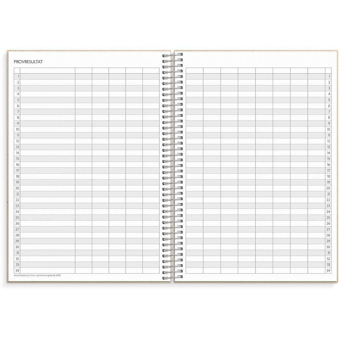 Lärarkalender Almanacka Burde 1261 med plats för anteckningar om elevnärvaro i A5-format